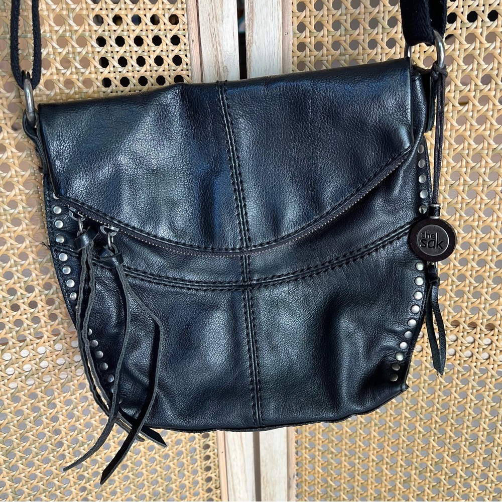 The Sak Black Leather Studded Crossbody